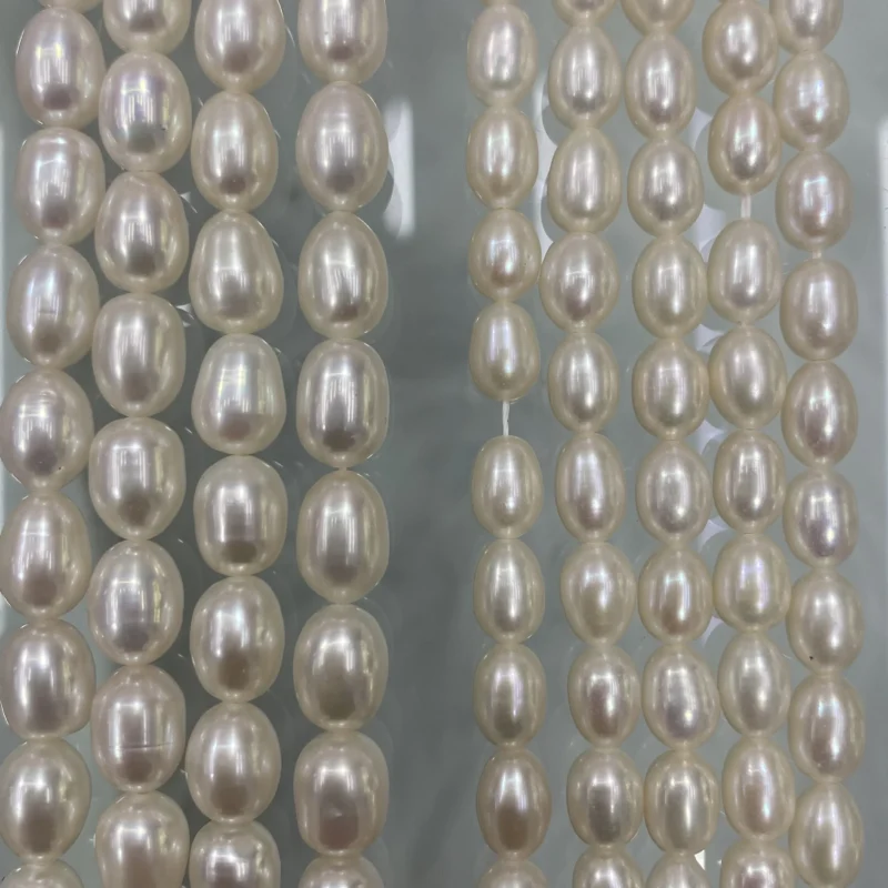 5-6mm 1-4A Different Grade White Natural Loose Pearl Beads String Real Freshwater Rice Pearl Strand - Image 2
