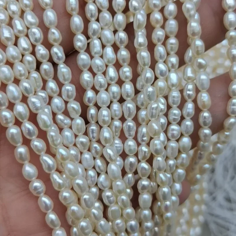 Wholesale 7-8mm Natural White Freshwater Rice Shaped Pearls SIze  Loose Strands for Jewelry - Image 4