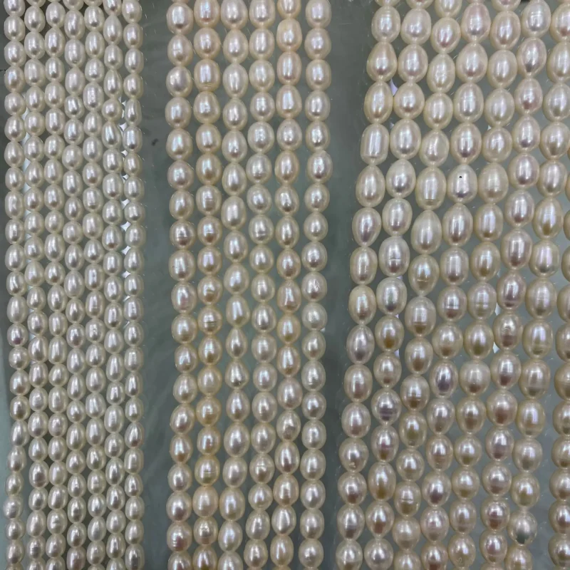 Wholesale 7-8mm Natural White Freshwater Rice Shaped Pearls SIze  Loose Strands for Jewelry - Image 3