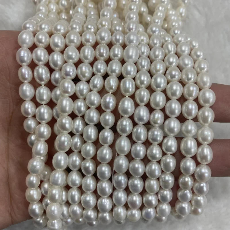 High Quality AAAA Grade White Pink Purple Natural Rice Shape Loose Freshwater Pearl Drop Pearl Strand for Jewelry Making - Image 5