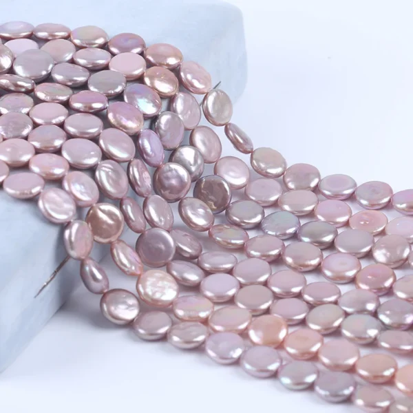 12-13mm Purple Coin Shape Baroque Cultured Freshwater Pearl Strands Wholesale for Jewelry Making
