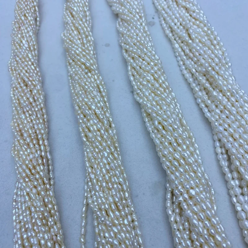 1A+ White Freshwater Rice Shape 2-10mm White Natural Pearl Strand for Jewelry Making - Image 3