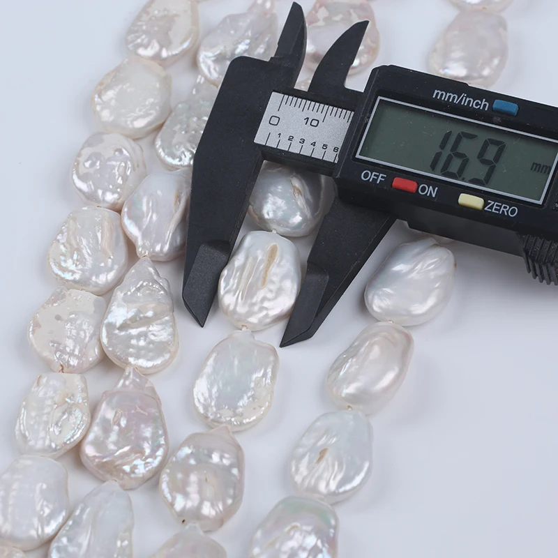 16-18mm White Flat Coin Shape Cultured Freshwater Pearl Strands for Jewelry Making - Image 6