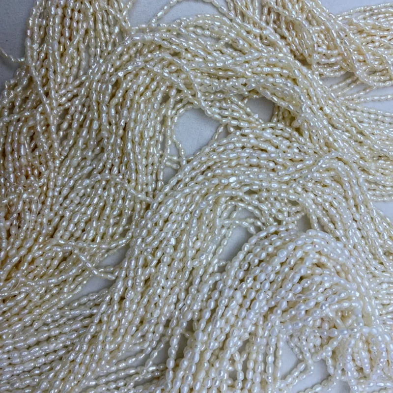 1A+ White Freshwater Rice Shape 7-9mm Natural Freshwater Pearl Strand White Color  for Jewelry Making - Image 5