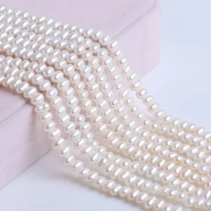 5-6mm White Color Long Rice Shape Natural Freshwater Good Quality Pearl Strands With Double Holes for Jewelry Making