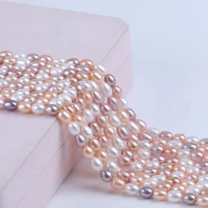 5.5-6mm White PinK Purple Mixed Color Rice Shape Natural Freshwater Pearl Strands for Jewelry Making Wholesale