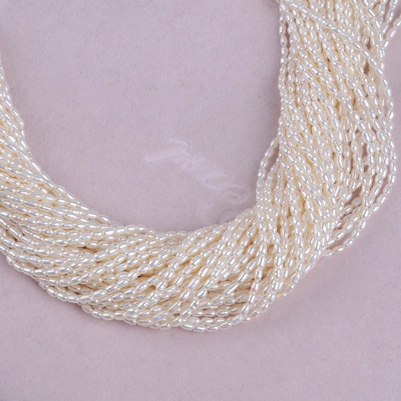 2.2.5mm White Color Rice Shape Natural Freshwater Pearl Strands for Jewelry Making Wholesale - Image 4