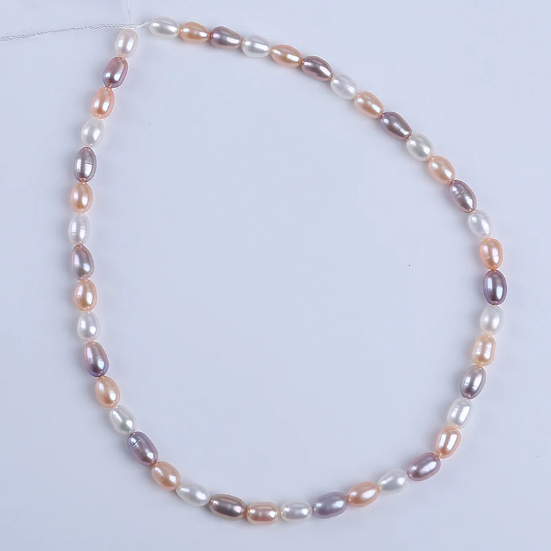 5.5-6mm White PinK Purple Mixed Color Rice Shape Natural Freshwater Pearl Strands for Jewelry Making Wholesale - Image 5