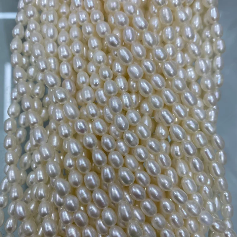 Wholesale 7-8mm Natural White Freshwater Rice Shaped Pearls SIze  Loose Strands for Jewelry - Image 6