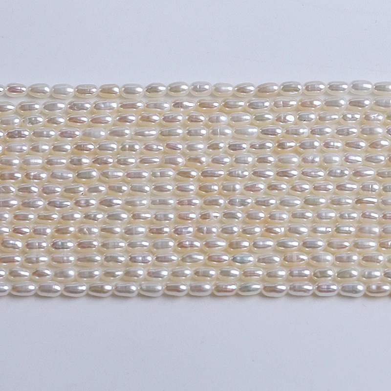 2.2.5mm White Color Rice Shape Natural Freshwater Pearl Strands for Jewelry Making Wholesale - Image 2