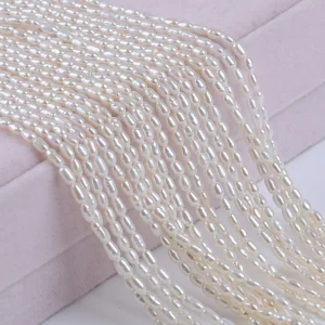 2.2.5mm White Color Rice Shape Natural Freshwater Pearl Strands for Jewelry Making Wholesale
