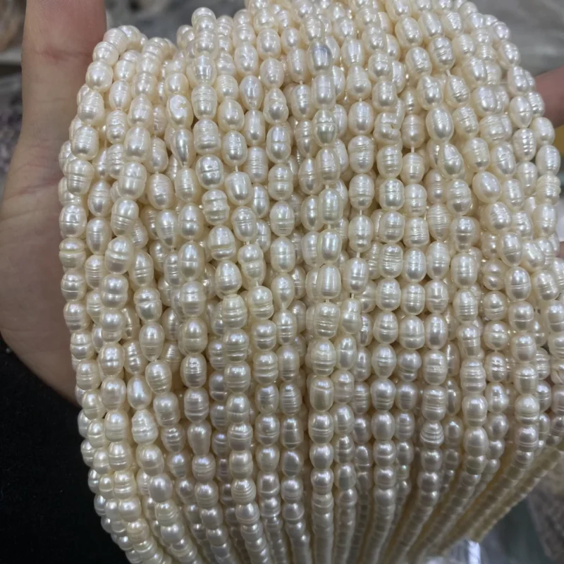 1A Natural Freshwater Pearls White Rice Shape String for Jewelry Making 2-10mm Pearl Strand - Image 4