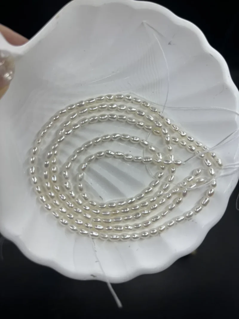 Wholesale Price 3A 2-3mm Small Size Rice Shape Pearl String Natural Freshwater Drop Pearl Strand - Image 6