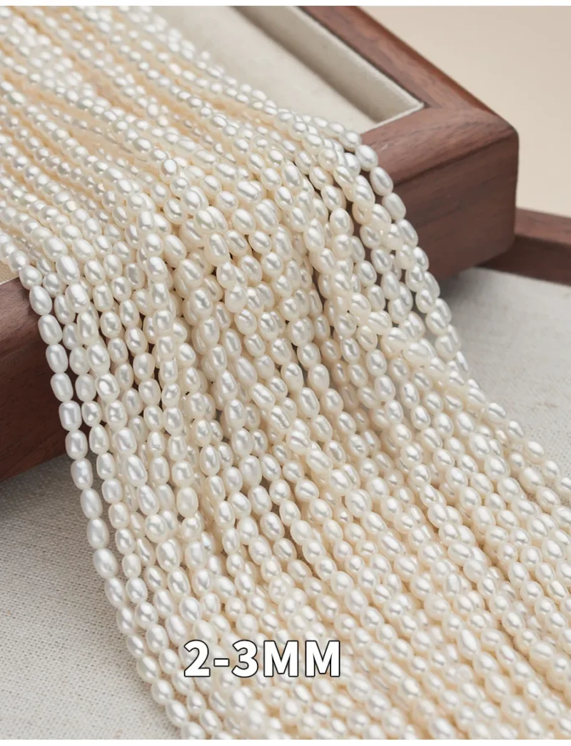 Hot Sale 4A Rice Drop Shape Natural Freshwater Pearl Strand Width 2-10mm Size Pearl String - Image 4