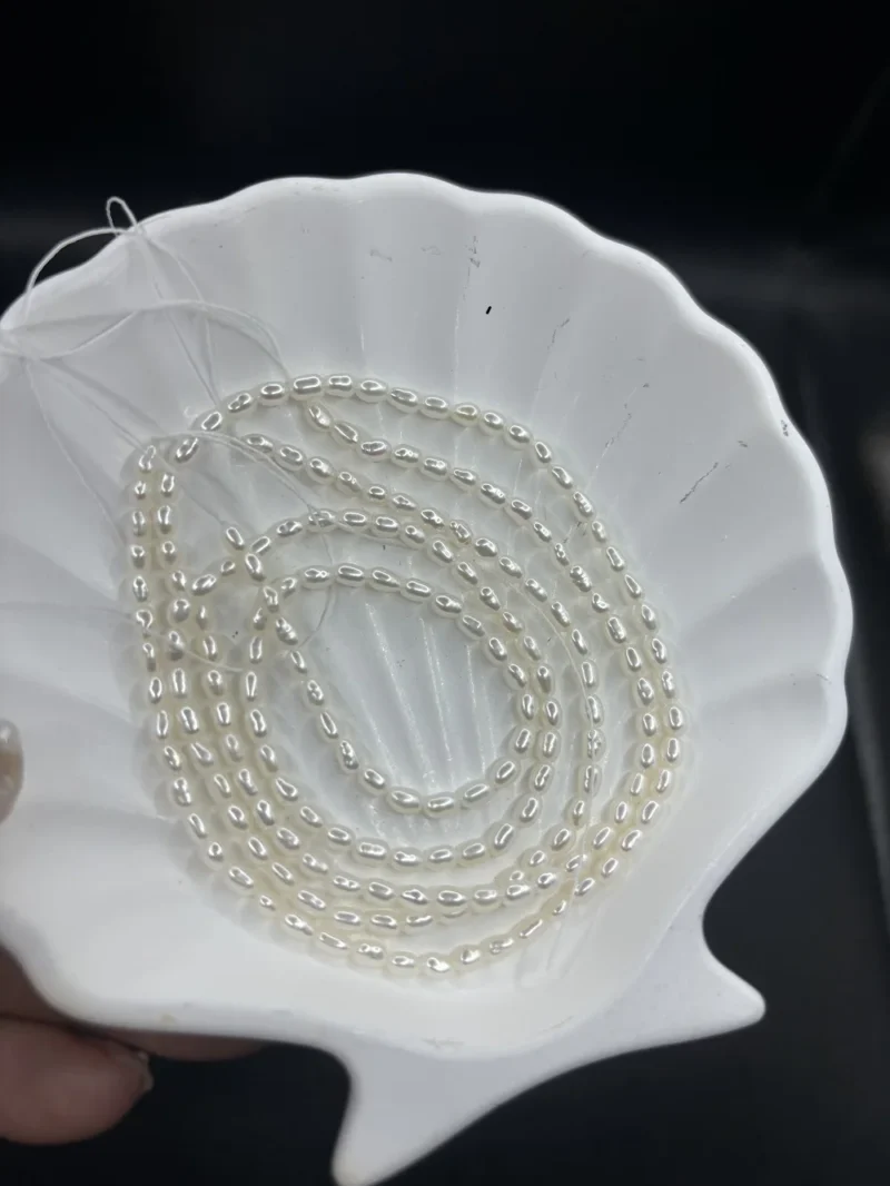 Wholesale Price 3A 2-3mm Small Size Rice Shape Pearl String Natural Freshwater Drop Pearl Strand - Image 4
