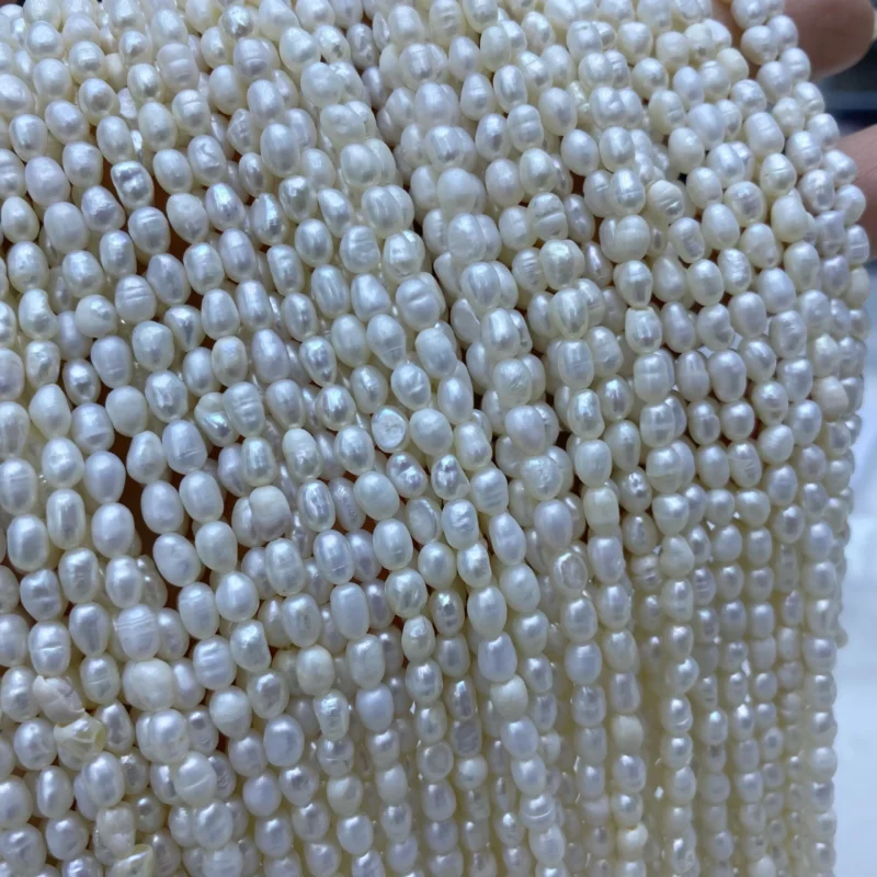 1A+ White Freshwater Rice Shape 7-9mm Natural Freshwater Pearl Strand White Color  for Jewelry Making - Image 4