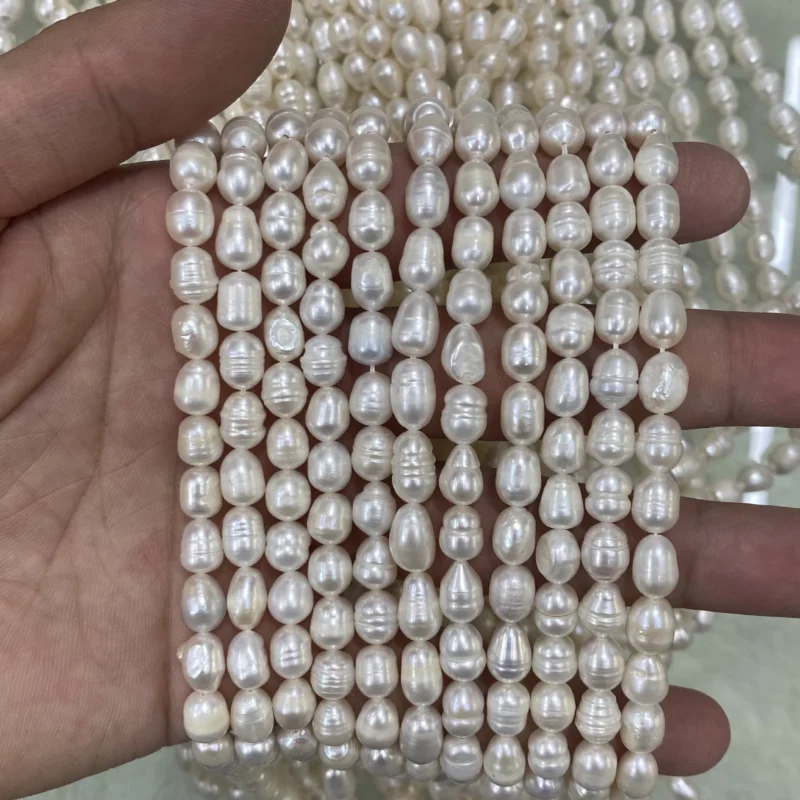 1A Natural Freshwater Pearls White Rice Shape String for Jewelry Making 2-10mm Pearl Strand - Image 2