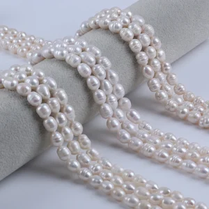 8-9mm A/B/C Grade White Color Rice Shape Natural Freshwater Pearl Strands for Jewelry Making Wholesale