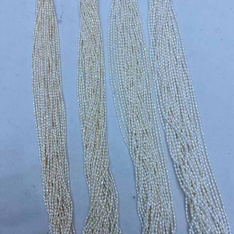 1A+ White Freshwater Rice Shape 2-10mm Natural Freshwater Pearl Strand White Color  for Jewelry Making - Image 4