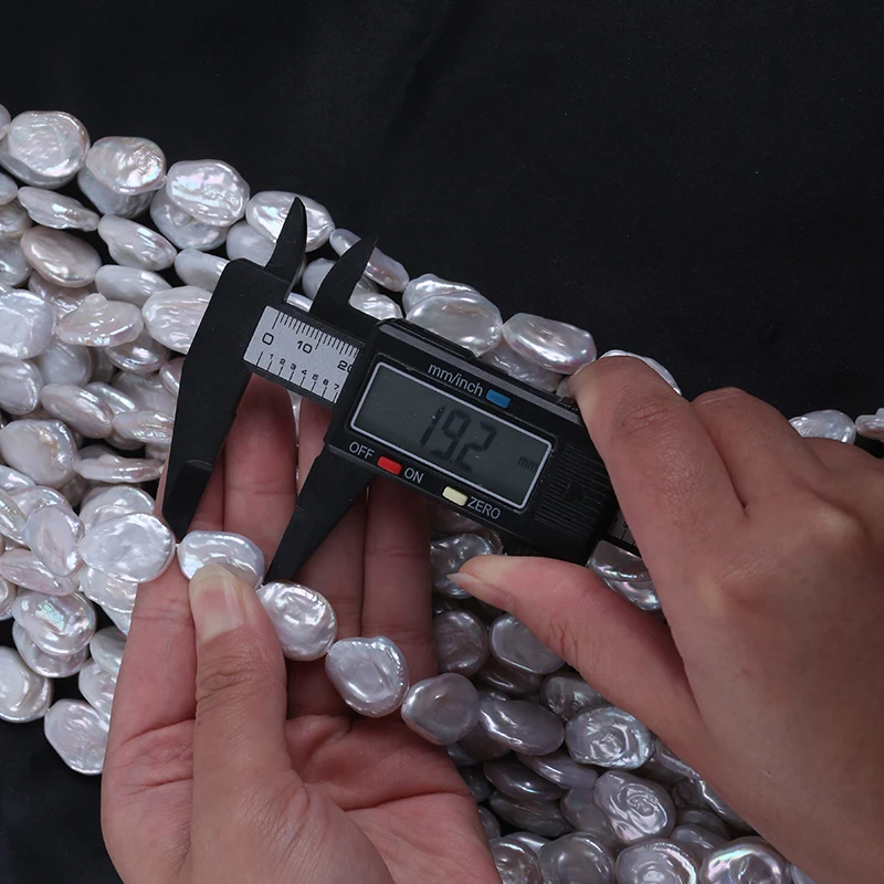 15-17mm White Coin Shape With Tail Cultured Freshwater Pearl Strands for Jewelry Making - Image 6