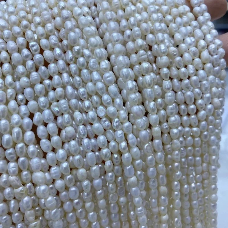 1A+ White Freshwater Rice Shape 2-10mm Natural Freshwater Pearl Strand White Color  for Jewelry Making - Image 3