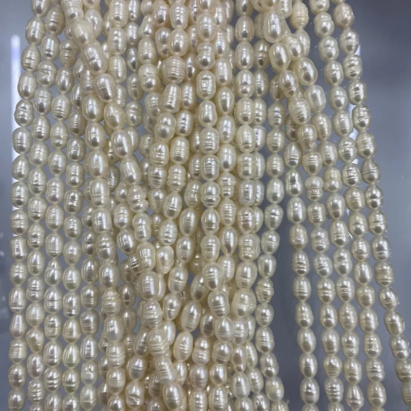 1A Natural Freshwater Pearls White Rice Shape String for Jewelry Making 2-10mm Pearl Strand - Image 3