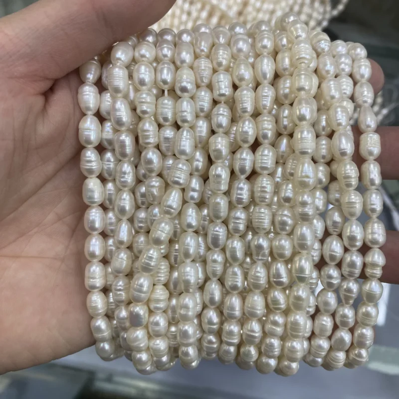 1A Natural Freshwater Pearls White Rice Shape String for Jewelry Making 2-10mm Pearl Strand - Image 5