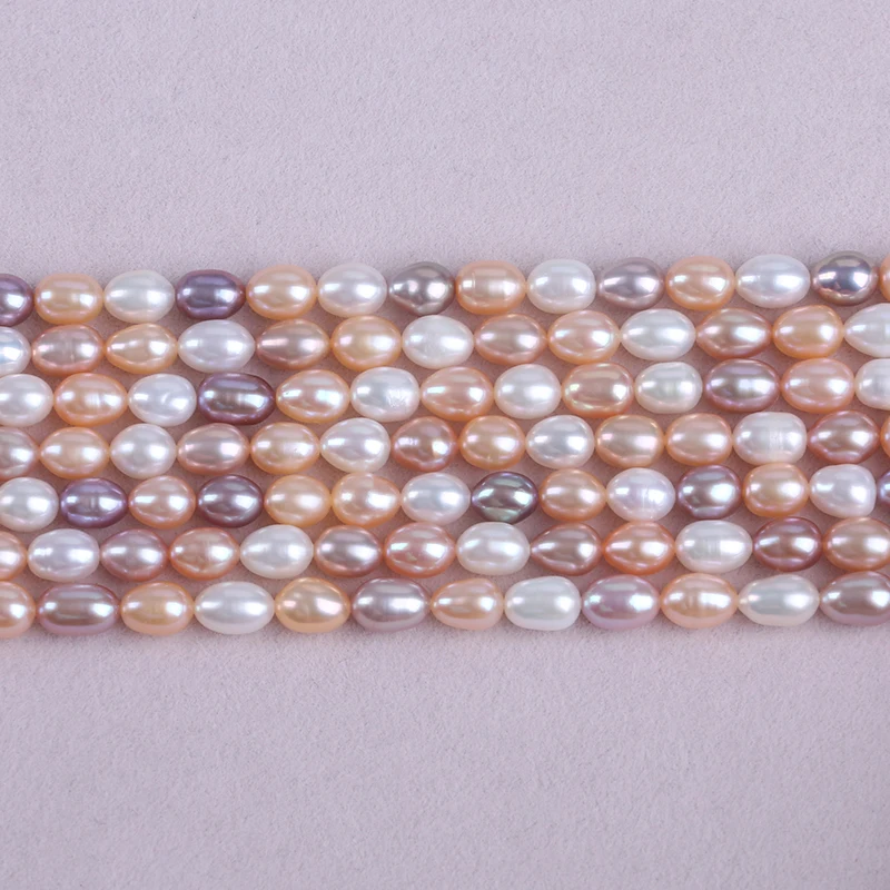 5.5-6mm White PinK Purple Mixed Color Rice Shape Natural Freshwater Pearl Strands for Jewelry Making Wholesale - Image 3