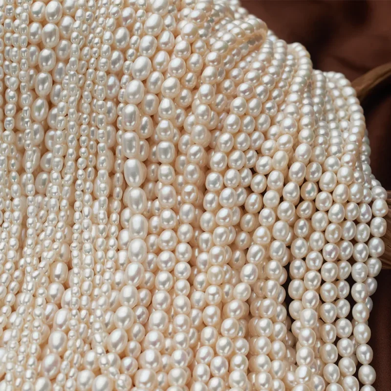 Wholesale 3-10mm Natural Rice White/Pink/Purple Fresh Water Pearls Strand Different Size Cultured Pearl Necklace - Image 3