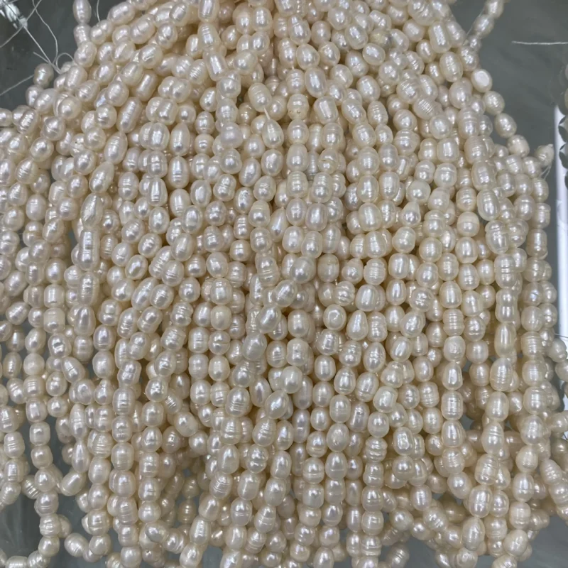 1A+ White Freshwater Rice Shape 2-10mm White Natural Pearl Strand for Jewelry Making - Image 5