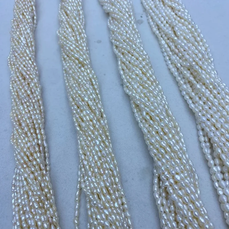 Hot Sale 1A+ White Freshwater Rice Shape 2-7mm White Natural Pearl Strand for Jewelry Making - Image 2