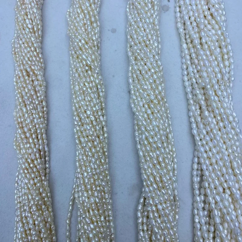 Hot Sale Natural Freshwater Rice Pearl String 16inches White Color Drop Pearls Strand - Image 3
