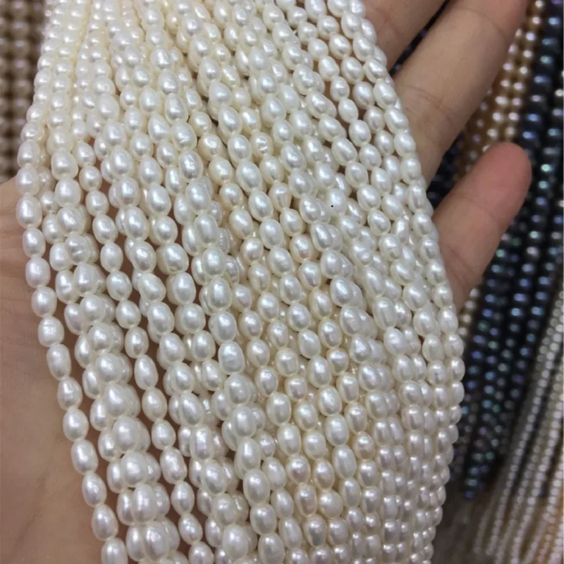 Wholesale Price 3A 2-3mm Small Size Rice Shape Pearl String Natural Freshwater Drop Pearl Strand - Image 3