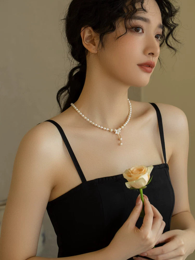 Pearl Flower Tassel Pendant Necklace Women's Chain Celebrity Accessories Tide - Image 4