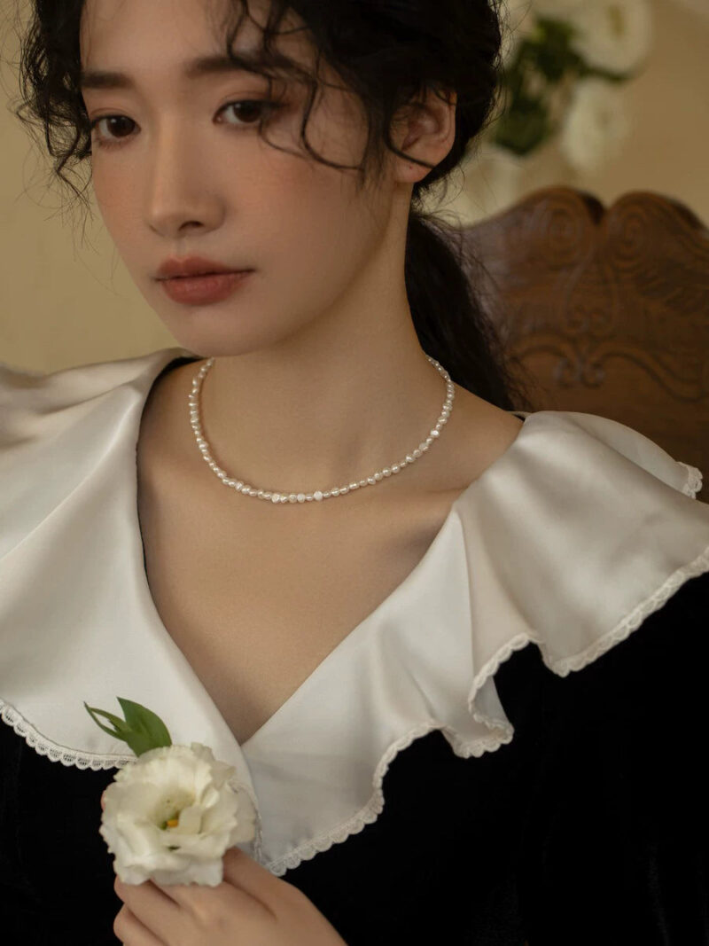 Broken Silver Retro Natural Baroque Small Pearl Necklace Chain Simple Girl Gift - Image 4
