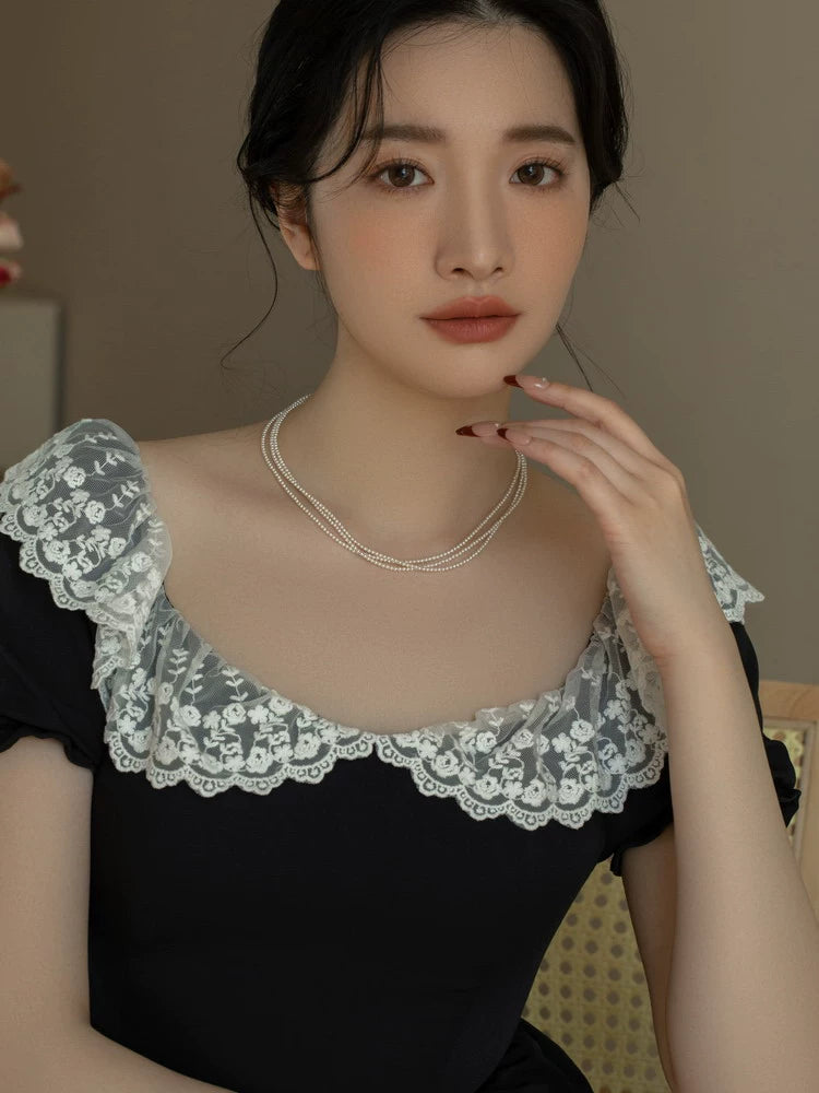 Pearl Necklace Girls Multi-layer Design High-end Three-layer Stacked Chain - Image 5