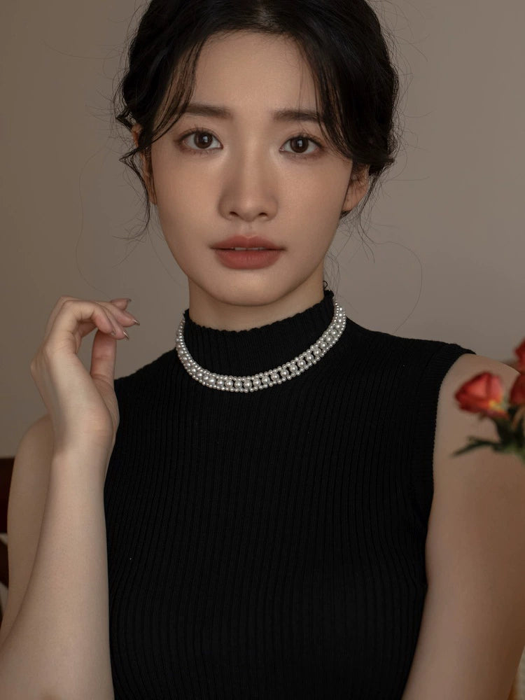 Freshwater Pearl Choker Necklace Chain Women's Collar Small Collar - Image 3