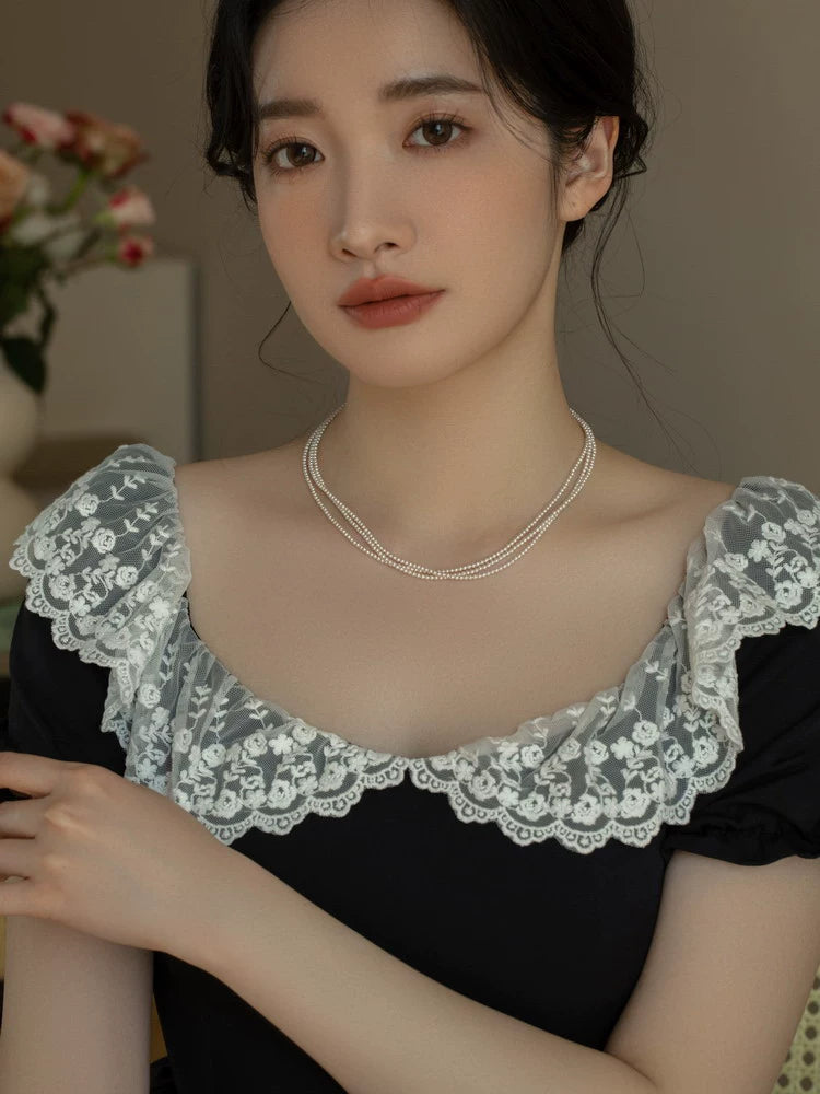 Pearl Necklace Girls Multi-layer Design High-end Three-layer Stacked Chain