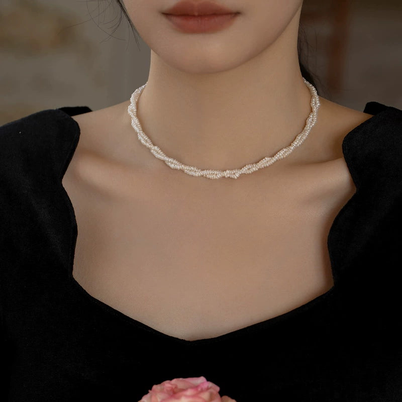 Natural Pearl Necklace Chain Choker Double Layer Retro Simple Girl Gift - Image 7