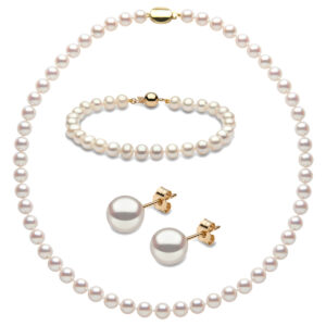 White Freshwater Pearl Necklace Bracelet Earrings Set with 925 Silver Accessories Pearl Jewelry Wholesale