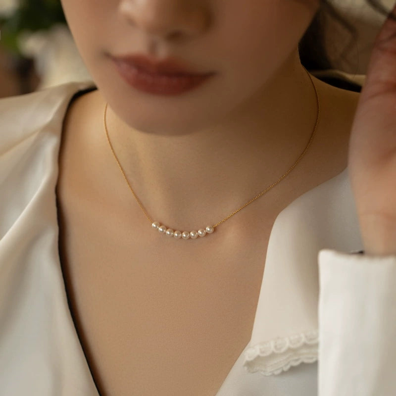 Necklace Women's Premium Sense Small Pearl Chain Necklace Girls Gift - Image 6