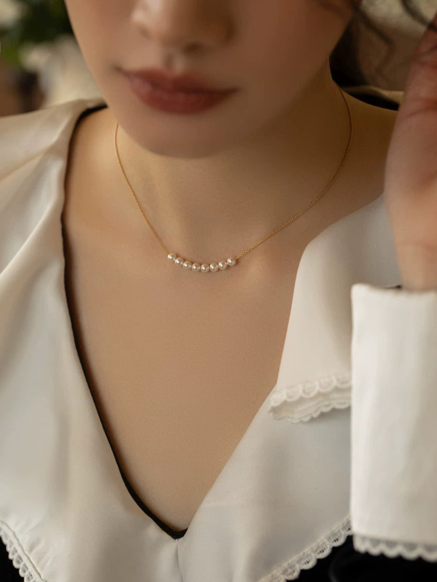 Necklace Women's Premium Sense Small Pearl Chain Necklace Girls Gift - Image 2