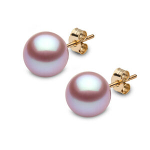 Powerful Purple AAAA Grade, Natural Freshwater Pearl Stud Earrings 18K Gold Pearl Stud Earrings As A Mother's Day Gift.