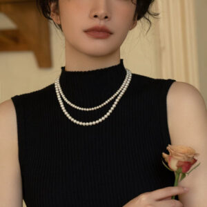 Double-layer Stacked Freshwater Pearl Beaded Necklace, Natural Extreme One, Multi-wear