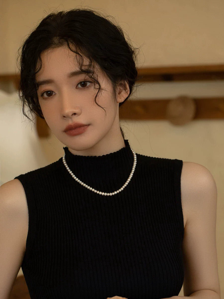 Double-layer Stacked Freshwater Pearl Beaded Necklace, Natural Extreme One, Multi-wear - Image 5