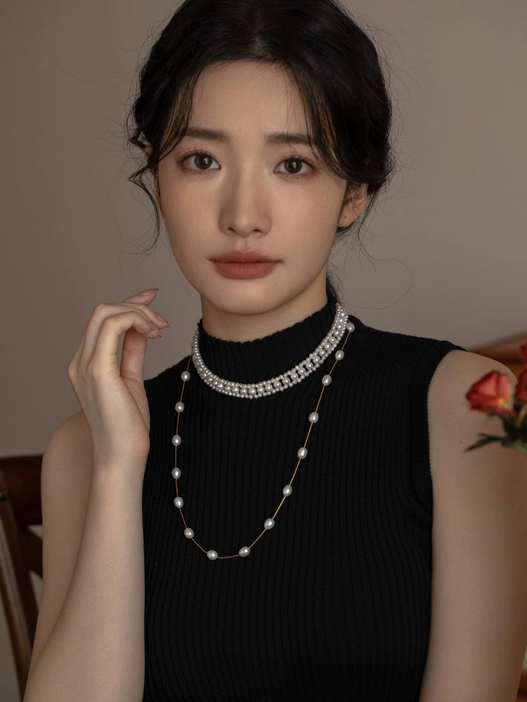 Freshwater Pearl Choker Necklace Chain Women's Collar Small Collar - Image 2