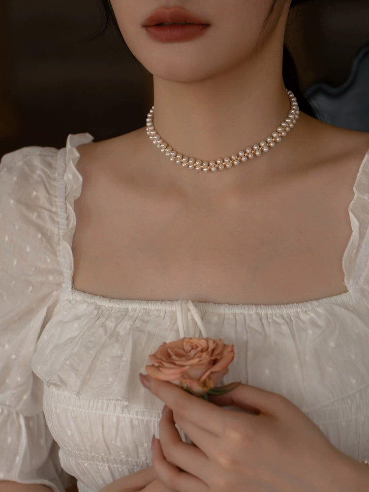 Pearl Necklace Women's Chain Hand-woven Choker - Image 4