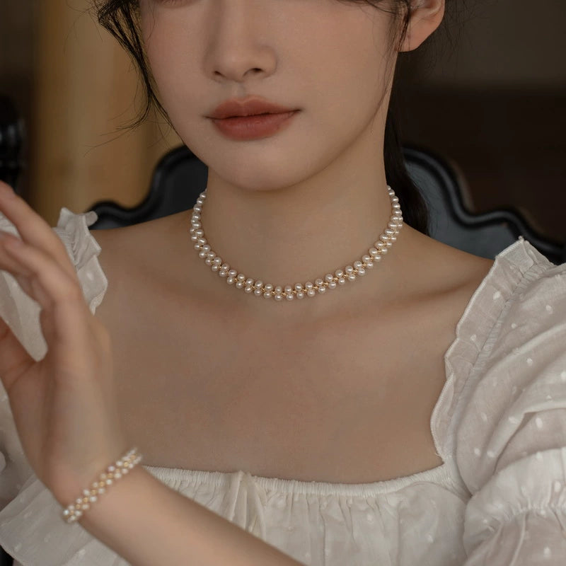 Pearl Necklace Women's Chain Hand-woven Choker - Image 6