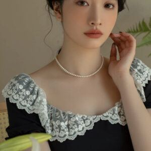 Natural freshwater pearl necklace near perfect round baby bead chain chocker chain for girls