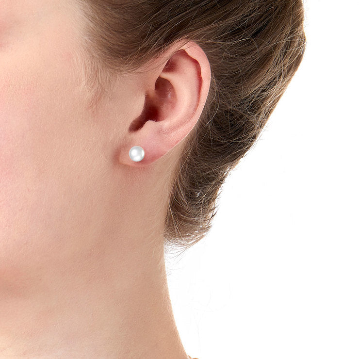 18K Platinum Natural Freshwater Pearl Stud Earrings, Mother's Day Pearl Earrings, Mother's Day Pearl Gifts for Mom - Image 3